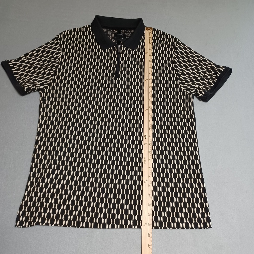 Cactus Man‎ Ricky Singh Mens XL Polo Shirt Black White Geometric Quarter Zip XL